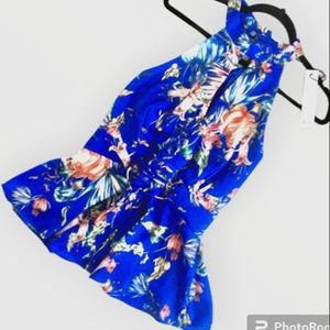 NSR blouse blue 2keyholes on chest/back mini corset detail in front size s